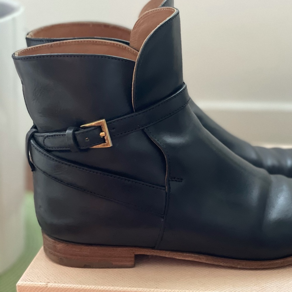 PRADA Calzature Donna Black leather booties 38.5 - Picture 2 of 8